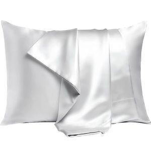 Queen Size (20x30) Satin Pillow Cases Silver Grey New in Package Two Pack
